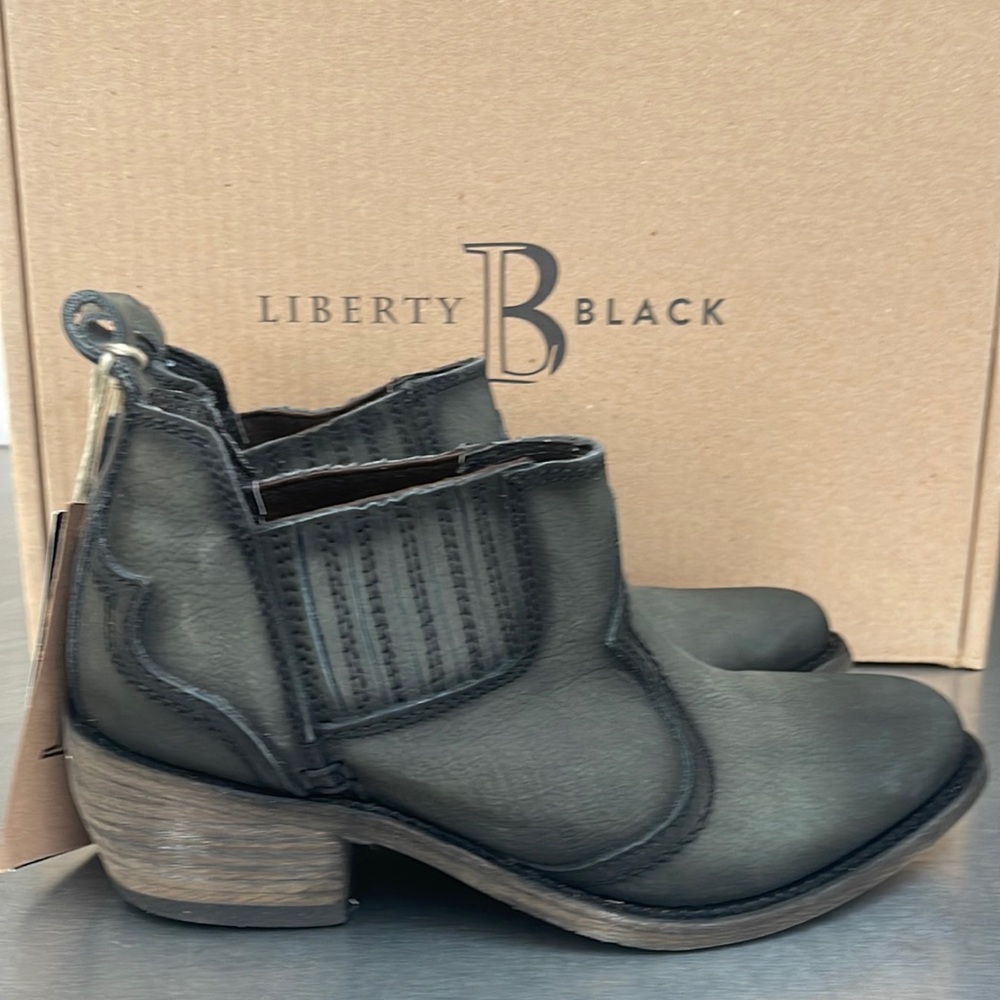 Liberty Black “Moneta” classic black leather boots. New in box!